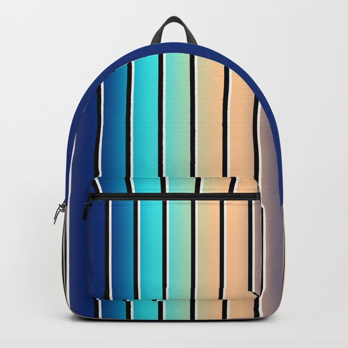 Beach Stripe 5, Variegated Vertical, Black and White Stripes Backpack ...