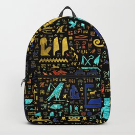 Colorful  Ancient Egyptian hieroglyphic pattern Backpack