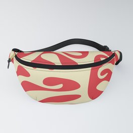 Mid Century Modern Curl Lines Pattern - Red and Yellow Fanny Pack