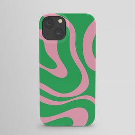 Pink and Spring Green Modern Liquid Swirl Abstract Pattern iPhone Case