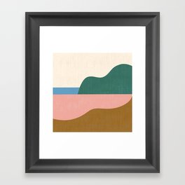 Curvy Forms Landscape - green pink 1 Framed Art Print