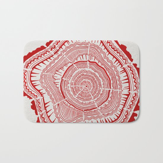Red Tree Rings Bath Mat