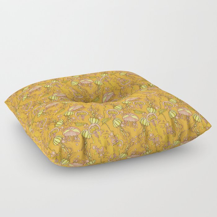 Magical Jellyfish in Yellow! Floor Pillow