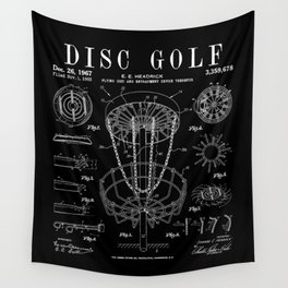 Disc Golf Frolf Frisbee Basket Vintage Patent Drawing Print Wall Tapestry