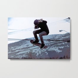 High Flying Skateboarder Metal Print | Pop Art, Digital, Streetculture, Graphicdesign, Sports, Skating, Boarding, Wickedstreetboarding, Cartoon, Color 