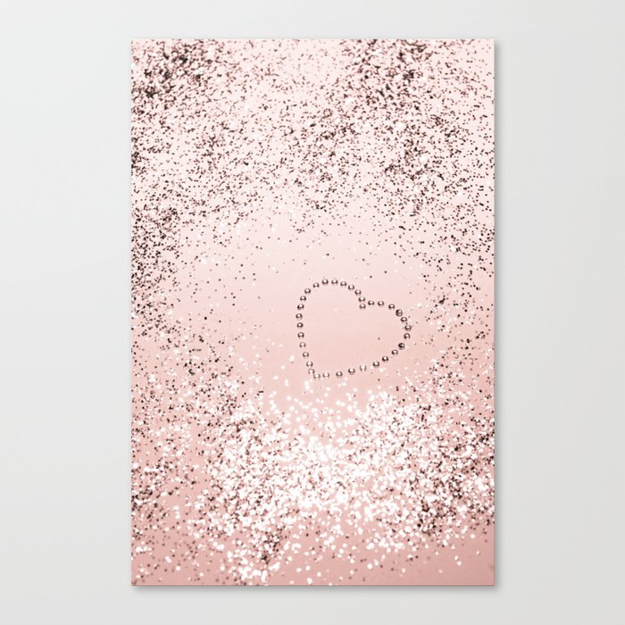 Sparkling ROSE GOLD Lady Glitter Heart #5 (Faux Glitter) #decor #art #society6 Canvas Print