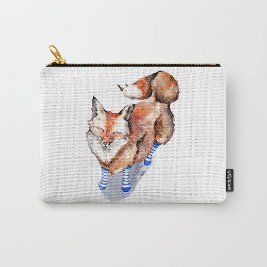 Smiling Red Fox in Blue Socks Carry-All Pouch
