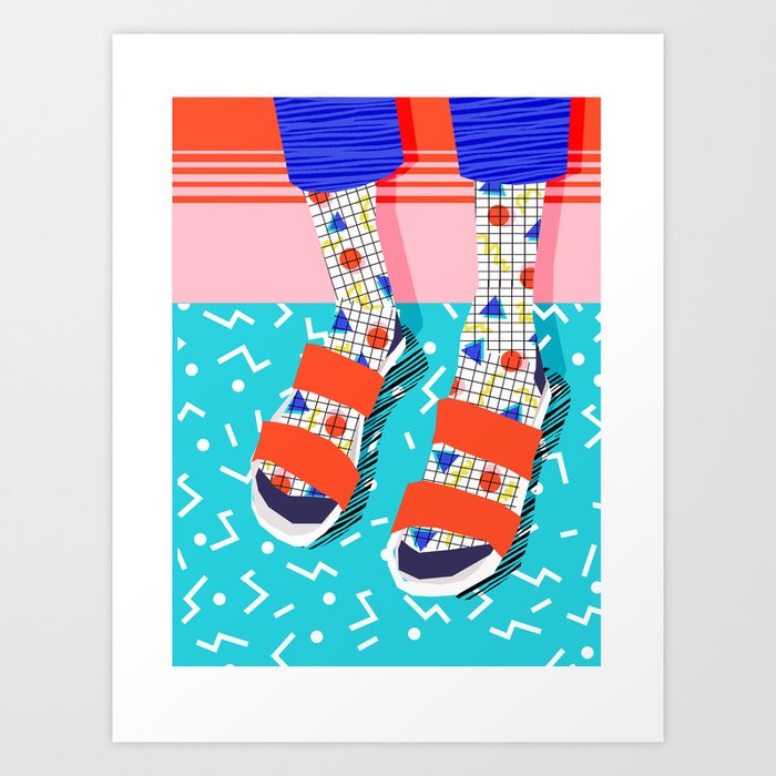 No Doi - memphis throwback retro classic style fashion 1980s 80s hipster shoes socks urban trendy Art Print