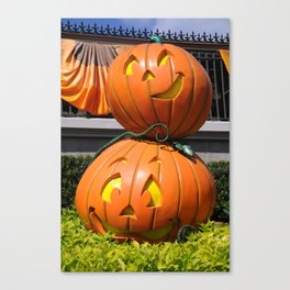 Stacked Jack-O-Lanterns, Carved Halloween Pumpkins  Canvas Print