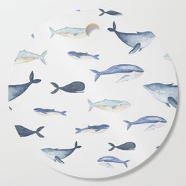 Watercolor whales Cutting Board