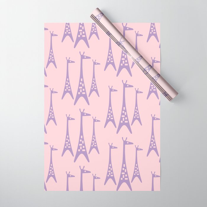 Lavender and Pink Giraffe Wrapping Paper