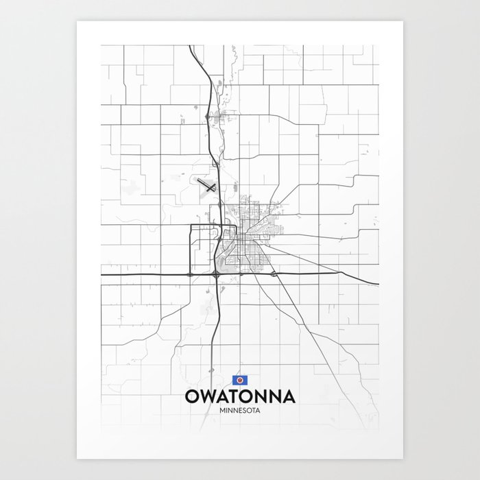 Owatonna, Minnesota, United States - Light City Map Art Print