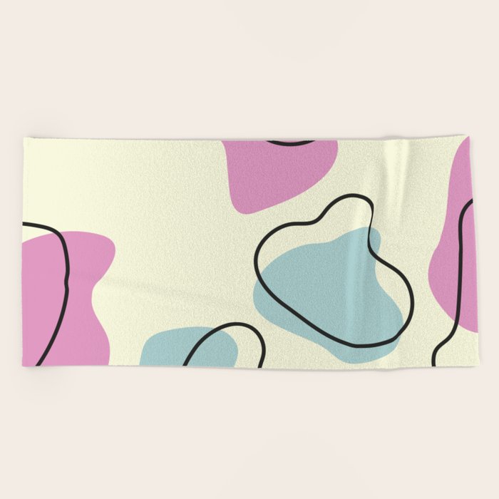 Spots pink and light blue pattern design Beach Towel