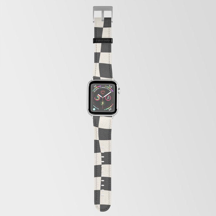 Black and White Wavy Checkered Pattern Apple Watch Band