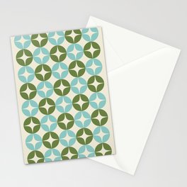 Mid Century Modern Pattern in Teal and Green Stationery Card