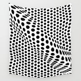 Funky Dots Black And White Op-Art Optical Illusion Retro Graphic Wall Tapestry