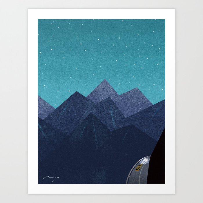 Mountain Path at Night (2015) Art Print