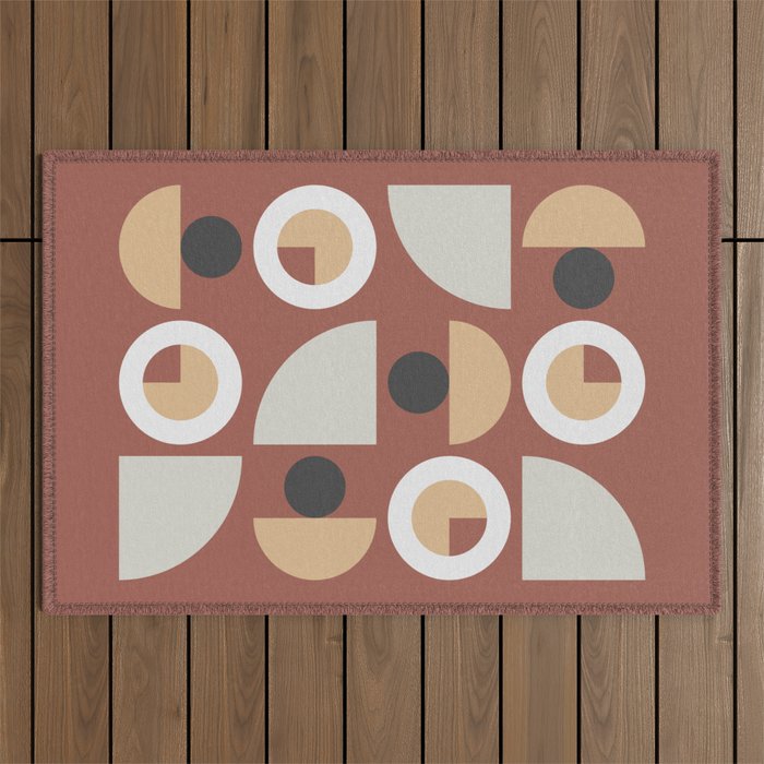Classic geometric arch circle composition 23 Outdoor Rug