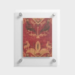 Antique Distressed Red Silk with Palmettes and Birds Floating Acrylic Print