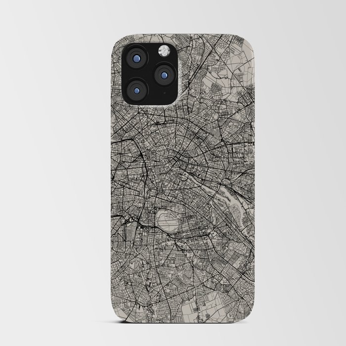 Germany, Berlin - Authentic Black and White Map iPhone Card Case