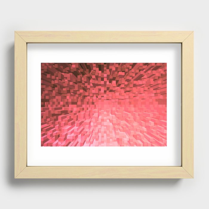 Coral Pixelated Pattern Recessed Framed Print