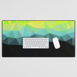 Lime, Teal and Black Geometric Abstract Pattern Design  Desk Mat