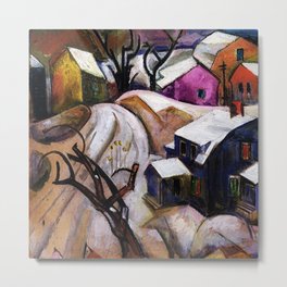 Bach Chord - Winter in a Small Town landscape painting William Sommer Metal Print | Portland, Woodstock, Yale, Vermont, Newhaven, Smalltown, Maine, Adirondacks, Winter, Landscape 