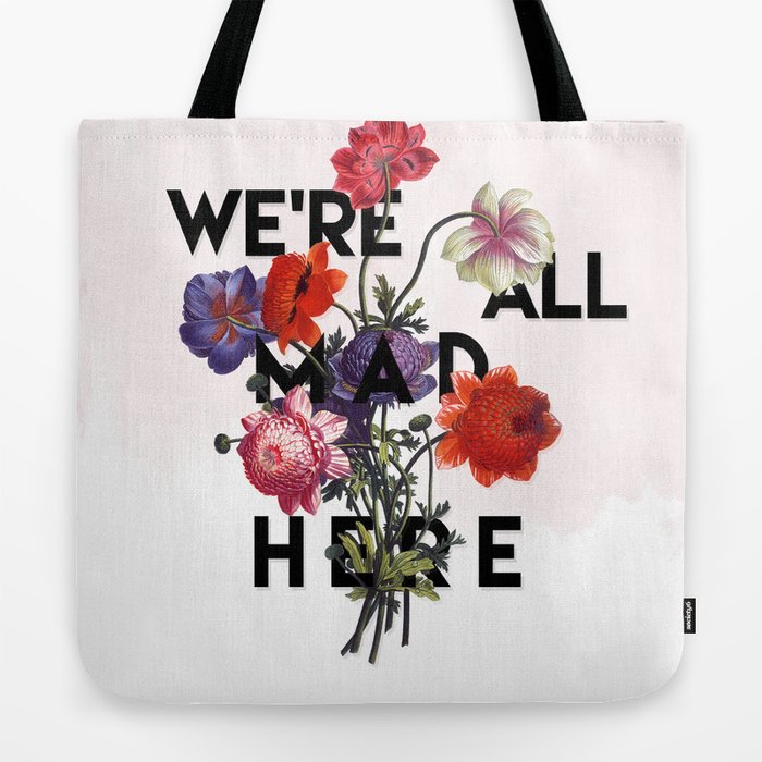 We're All Mad Here Large Eco Tote Bag | Alice in Wonderland - jordandene