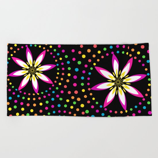 Floral Colorful Circles Beach Towel