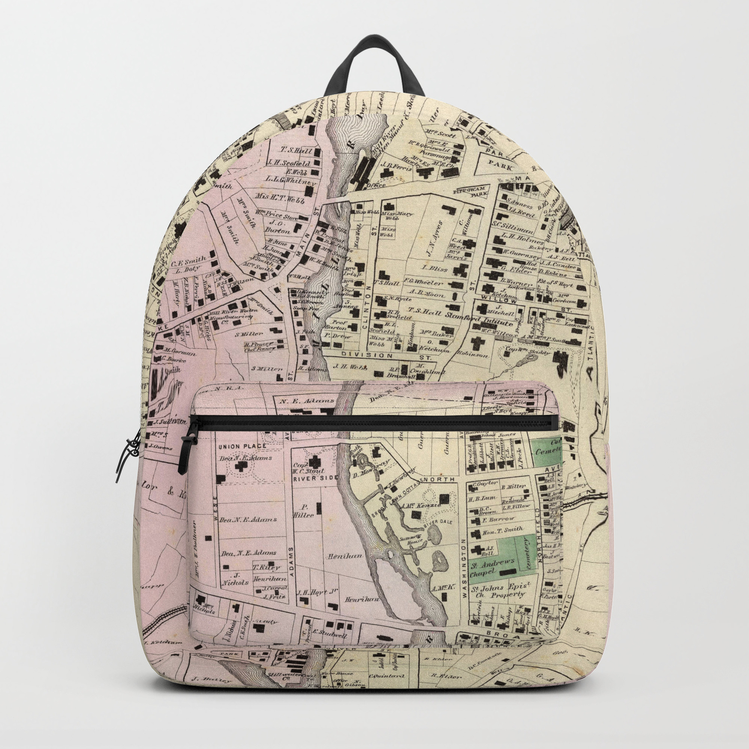 Vintage Map Of Stamford Ct 1867 Backpack By Bravuramedia Society6