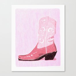 Cowgirl Boot - Pink on Pink Canvas Print