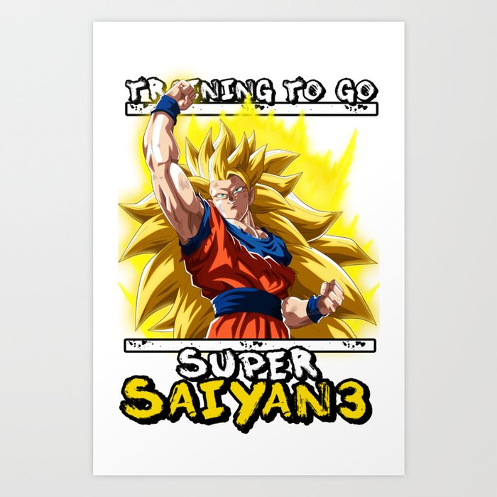 training to go super saiyan 3 goku art print by turkishsaiyan