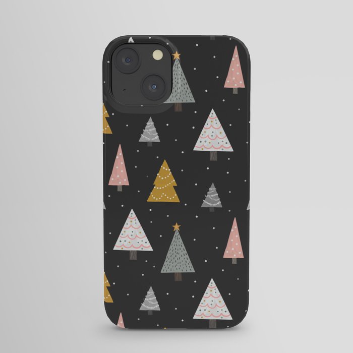 Christmas Trees on Black iPhone Case