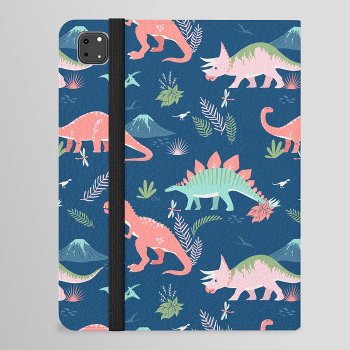 Jurassic Dinosaurs on Blue iPad Folio Case