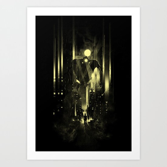 Giant robot and the kid Art Print