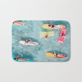 Surf Sisters Bath Mat | Underwater, Summer, Color, Girls, Beach, Woman, Sea, Water, Surf, Digital 