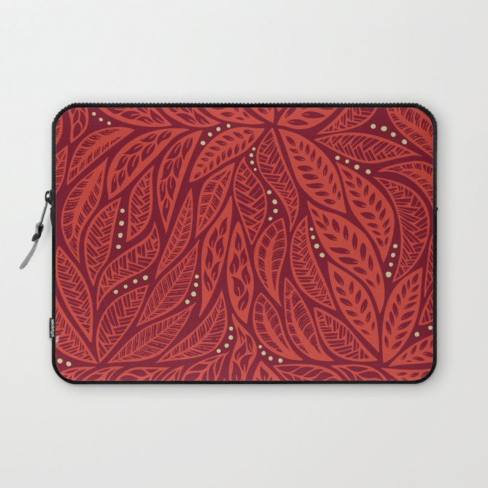 Polynesian Tribal Tattoo Red Floral Design Laptop Sleeve