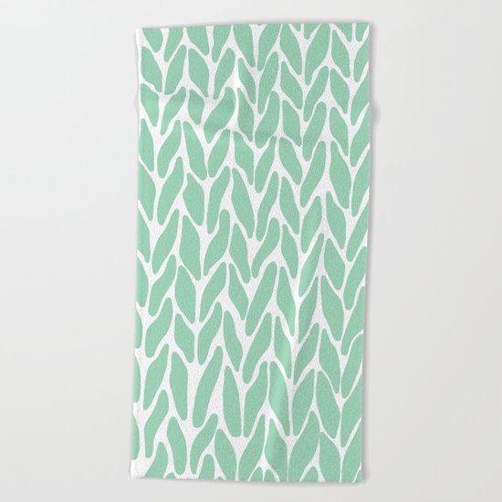 Hand Knitted Mint Beach Towel