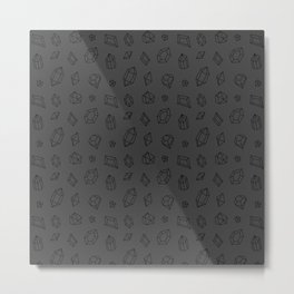 Dark Grey and Black Gems Pattern Metal Print