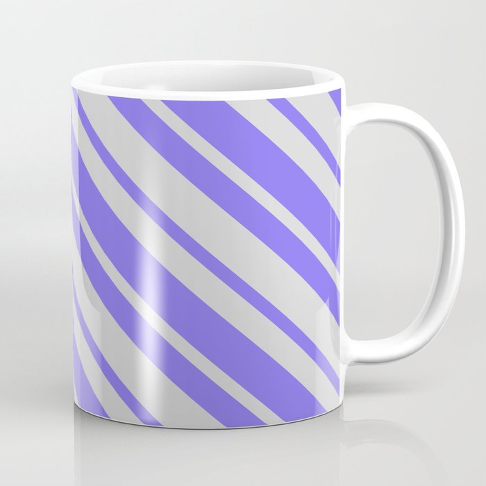 Light Gray & Medium Slate Blue Colored Stripes Pattern Coffee Mug