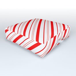 Candy Cane Stripes Outdoor Floor Cushion | Peppermint, White, Stripes, Gift, Graphicdesign, Santaclaus, Cane, Holyday, Red, Candycane 