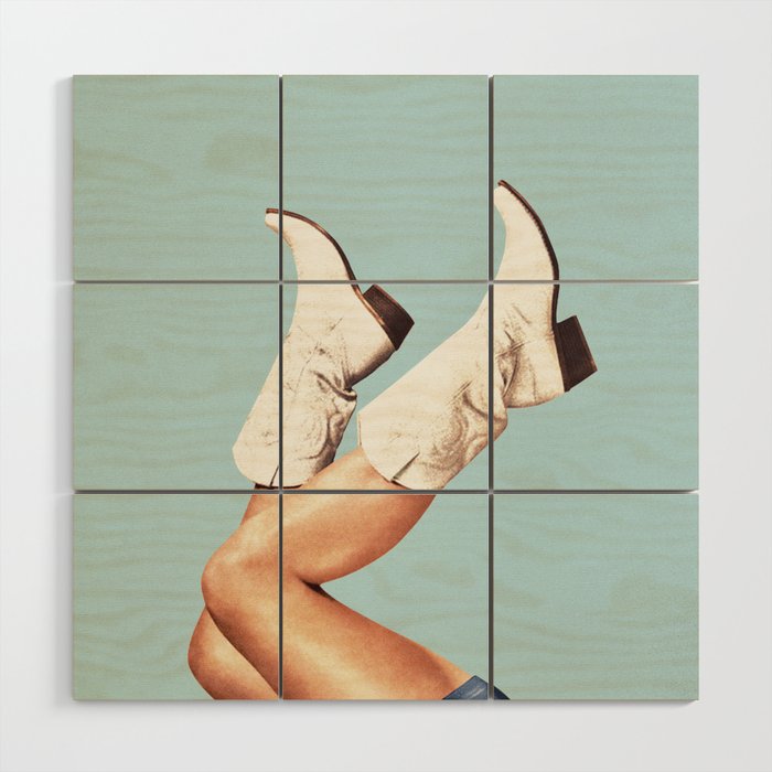 These Boots - Blue Wood Wall Art
