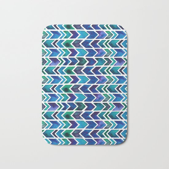 Turquoise and Green Aztec Pattern. Bath Mat