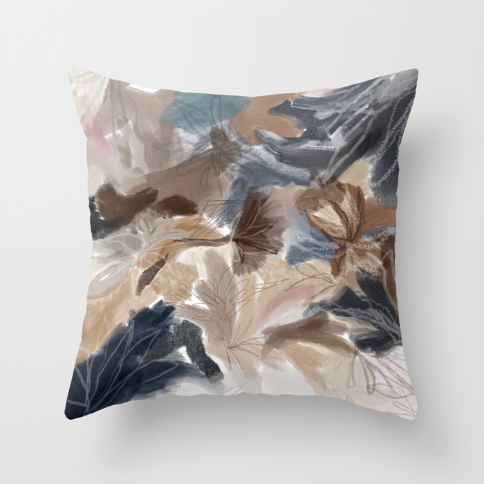 Freely Flowing Abstract Floral Impression Throw Pillow