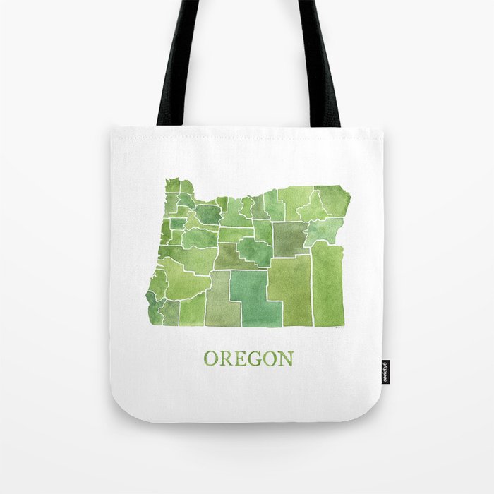 Oregon Counties watercolor map Tote Bag