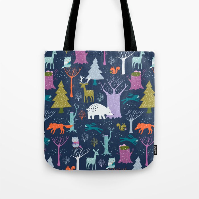 winter woodland animals Tote Bag