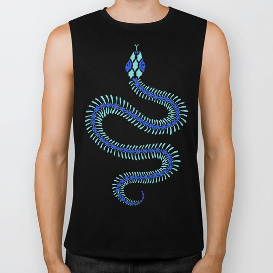 Snake Skeleton – Blue & Cream Biker Tank