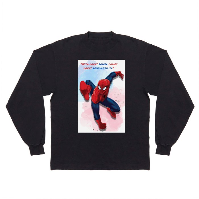 Spider Tom Holland “With great power comes great responsibility.” Long Sleeve T Shirt