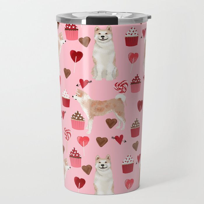 Akita valentines day cupcakes dog breed hearts pet portrait akitas pet friendly Travel Mug