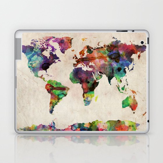 World Map Urban Watercolor Laptop & iPad Skin